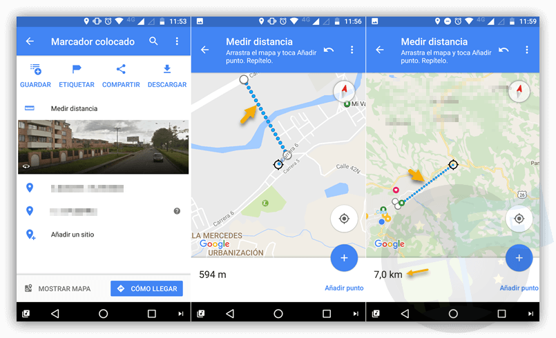 Medir distancia en Google Maps