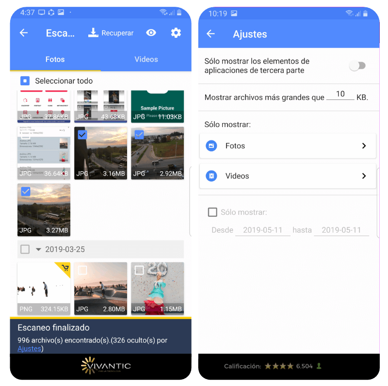 Recuperar Fotos y video en Android 